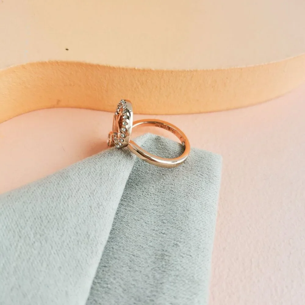 Michael Kors - Monogram Logo and Crystal Rose Gold open ring size 8 - NEW